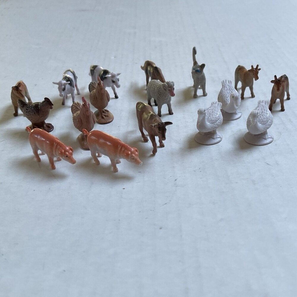 17 Farm Animals‎ Model Mini Poultry Figure Kids Toys Cows Horse Goat Hen Playset